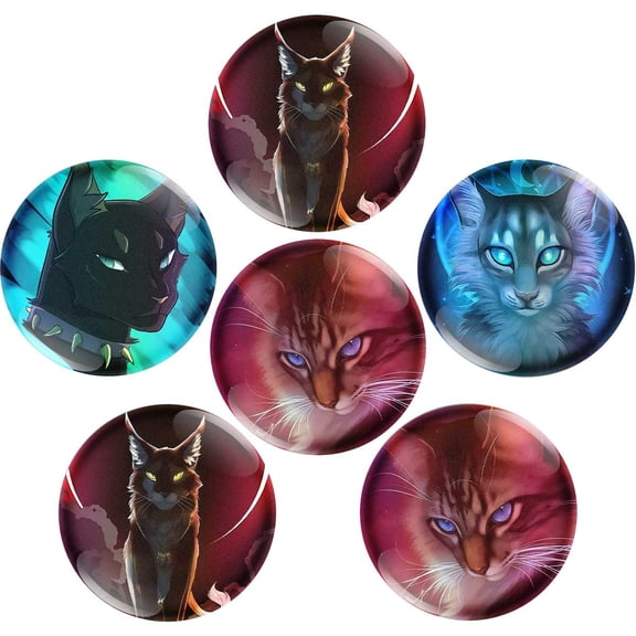 Buttons Pin Warriors Cats Party Favors Toys Gifts Badges Supplies DIY Crafts Birthday for Kids 6pcs