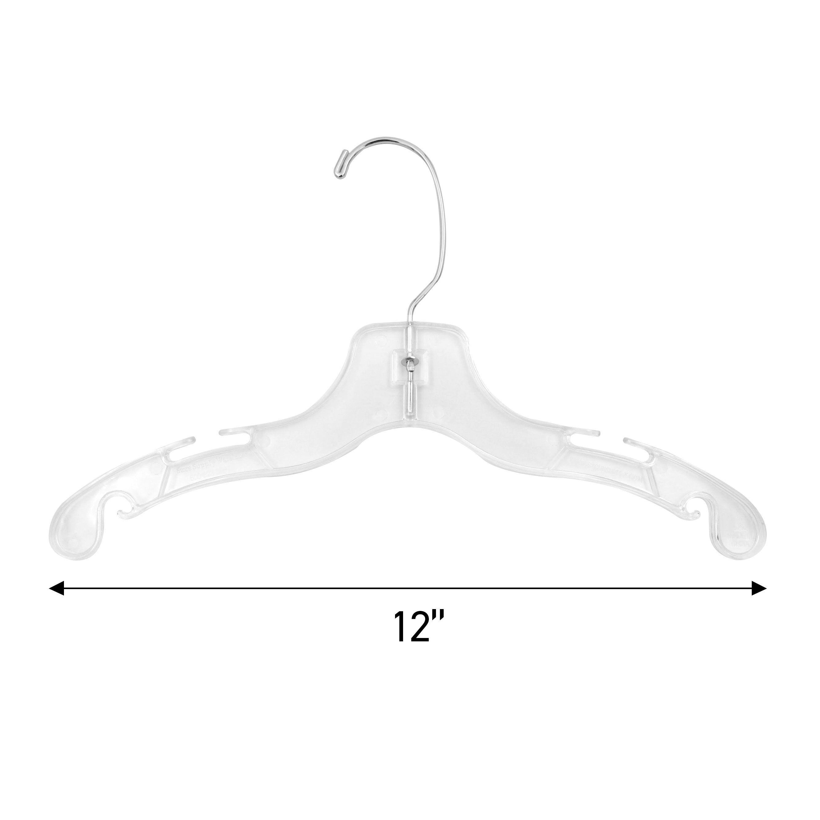 SSWBasics 12" Children's Plastic Hangers - Case of 100 - Clear Plastic Hangers with Swivel
