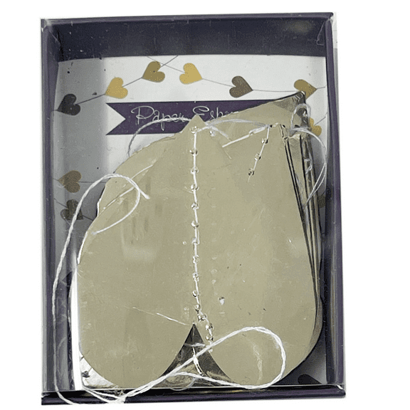 8 ft. Paper Gold Heart Party Garland, Elegant Hanging Decoration for Weddings, Birthdays, Baby Showers, DIY Backdrops, Tables, Ceilings, Easy to Hang, Adds Festive Charm, Whimsy, Reusable