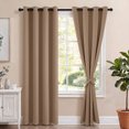 thumbnail image 2 of Hiasan 100% Blackout Curtains with Tiebacks, Room Darkening Privacy Grommet Top Window Curtains for Bedroom & Living Room, Cappuccino, 52"W x 84"L, Set of 2, 2 of 10