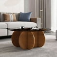 thumbnail image 7 of Lisonu Modern Round Coffee Table 31.5" x 31.5" x 15.7" - Mid Century Walnut Wood Base with Tempered Glass Top, Living Room Center Table for Small Spaces, Easy Assembly, Stylish, 7 of 7