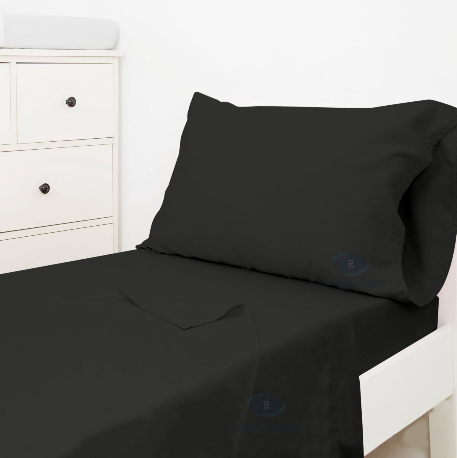 Egyptian Cotton 3 Piece Toddler Bedding Set Includes Crib Mattress Sheet Upto 12" Deep Pocket, Flat Sheet and Envelope Pillowcase, Silky Soft, Breathable and Lightweight, Dark Grey Color