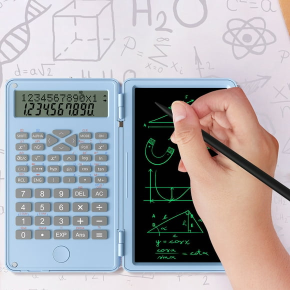 NARABB Scientific Function Calculator With LCD Writing Tablet 12 Digits Dual Line Display Office Learning Home Handwriting Multifunctional Calculator