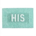 thumbnail image 2 of Jean Pierre "His" 21"x34" Cotton Bath Rug, Aqua, 2 of 8