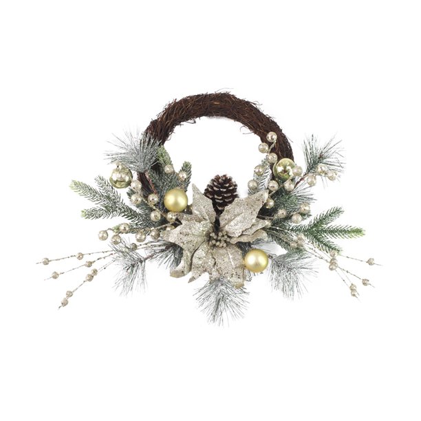 Xihbxyly Corona Navideña con Diseño de Flor de Aguja Invertida, Material de Pvc, Ideal para Colgar En Interiores y Exteriores, Ideal para Fiestas Navideñas, Elegante y Exquisita, Sin Gancho.