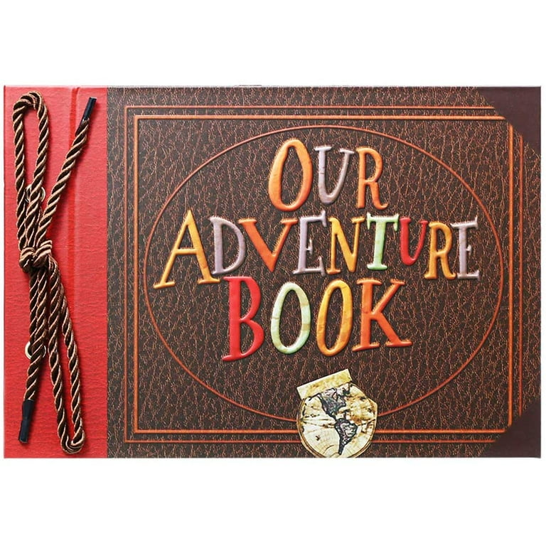 Scrapbook Photo Album,Our Adventure Book Scrapbook, Embossed Words Hard Cover Movie Up Travel Scrapbook for Anniversary, Wedding, Travelling, Baby