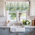 thumbnail image 2 of Ombre Green Leaves Window Valance Curtain Watercolor Plant Rod Pocket Short Curtain for Living Room, Bedroom & Kitchen Window Decor 42x12in, 2 of 8