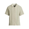 thumbnail image 5 of No Boundaries Men's and Big Men's Cotton Crinkle Button Front Shirt with Short Sleeves, Sizes XS-3XL, 5 of 5