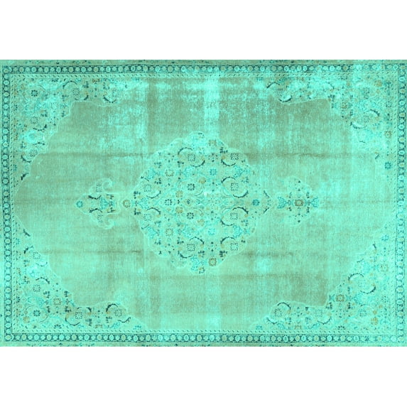 Ahgly Company Indoor Rectangle Persian Turquoise Blue Traditional Area Rugs, 3' x 5'