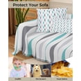 thumbnail image 4 of Aqua Grey Stripe Sofa Covers for 3 Cushion Couch,Washable Sectional & L Shape Couch Covers for Dog/Cat/Kid,White Boho Geometric Minimalist Casual Art Non Slip Sofa Slipcover Futon Cover 71x150, 4 of 8