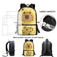 thumbnail image 3 of Jeiento Capybara 17 Inch Girls School Backpack Set 5 Pcs Lightweight School Bag with Lunch Bag, Pencil Case and Bookmarks for 9-12 Years Old, 3 of 8