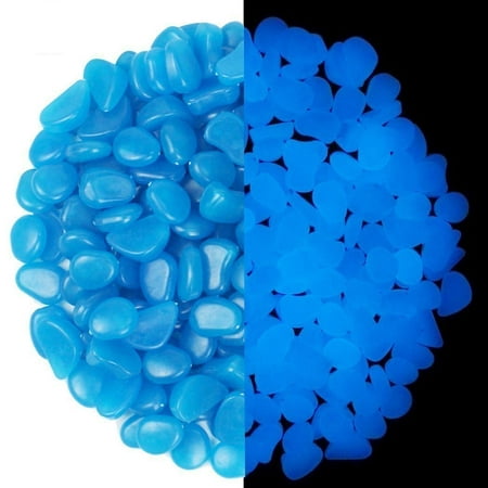 100 Pcs Glow in the Dark Garden Pebbles for Walkways and Decor in (Best New Blues Rock)