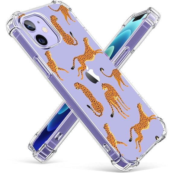 Cheetah Leopard Clear Case for iPhone 12,Aesthetic Art Design Case for Men Women,Unique Soft Transparent TPU Bumper Case Cover