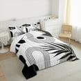thumbnail image 3 of Homewish Vintage Geometric Striped Bedding Comforter Set,Modern Minimalist Art Twin Comforter Sets,White Black Bedding Set For Men Women,Microfiber Bedroom Decor Reversible,2-Piece, 3 of 8