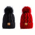 thumbnail image 1 of SNNROO 2PC Sets Womens Winter Ribbed Beanie Crossed Cap Chunky Cable Knit Pompom Soft Warm Hat, 1 of 6