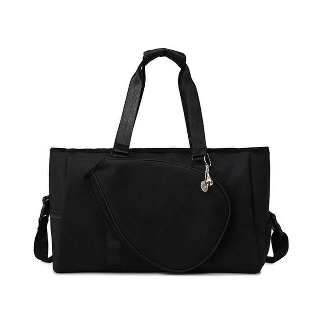 guohui Badminton Racket Shoulder Bag Handbag Athletic Equipment Tote Removable Shoulder Black