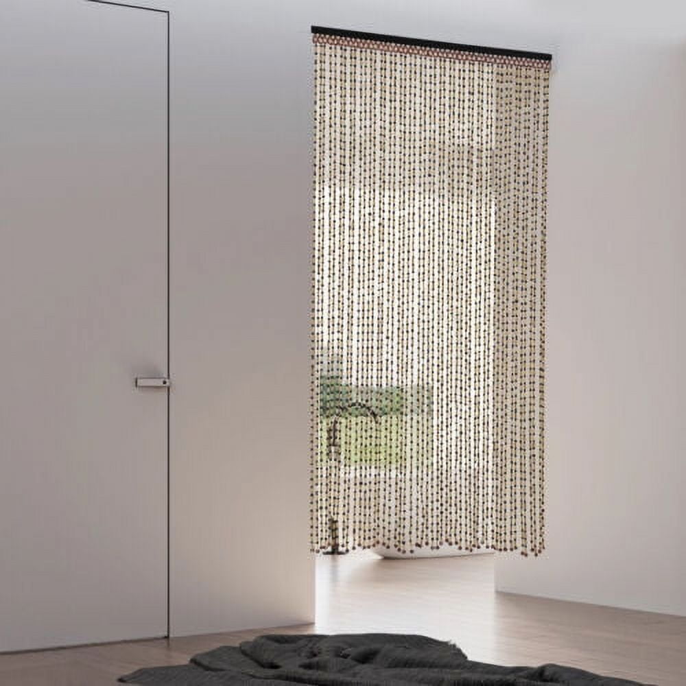 Natural Wood and Bamboo Beaded Curtain-Bamboo Doorway Room Divider Decorative