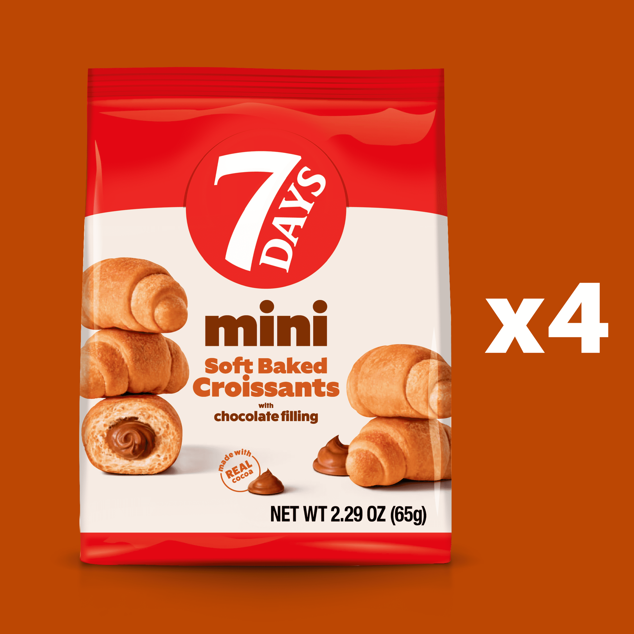 7Days Mini Croissants, Chocolate, Breakfast On the Go, Non-GMO (Pack of 4)