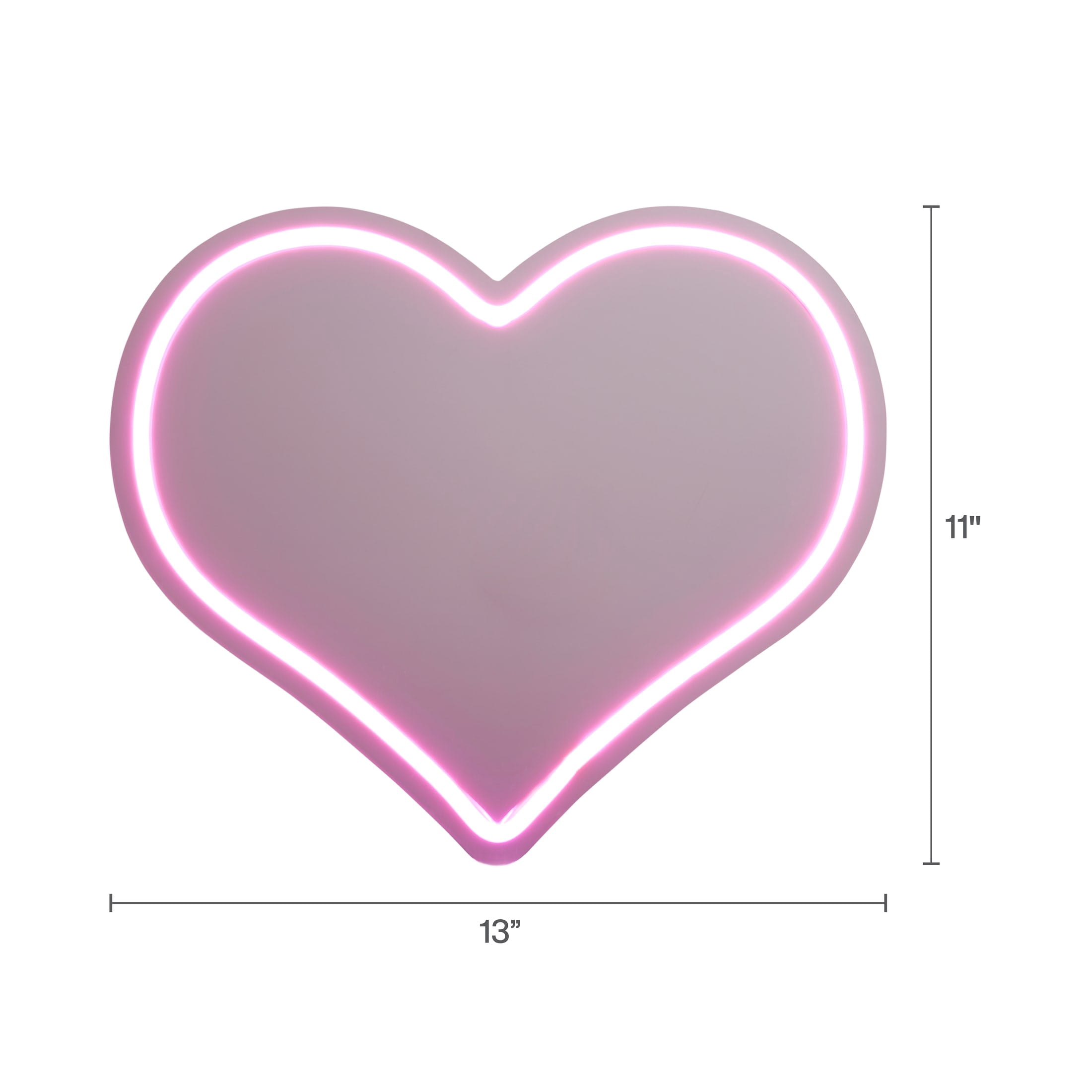Melannco 13 X 11 inch Heart Shaped Mirror with Neon Led Lights