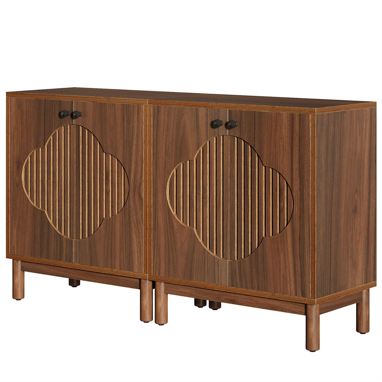 Demi Bonn 55" Mid-Century Modern Wood Buffet, Sleek Storage Cabinet, Kitchen Dining Console, Elegant Console Table, Stylish Sideboard, Brown