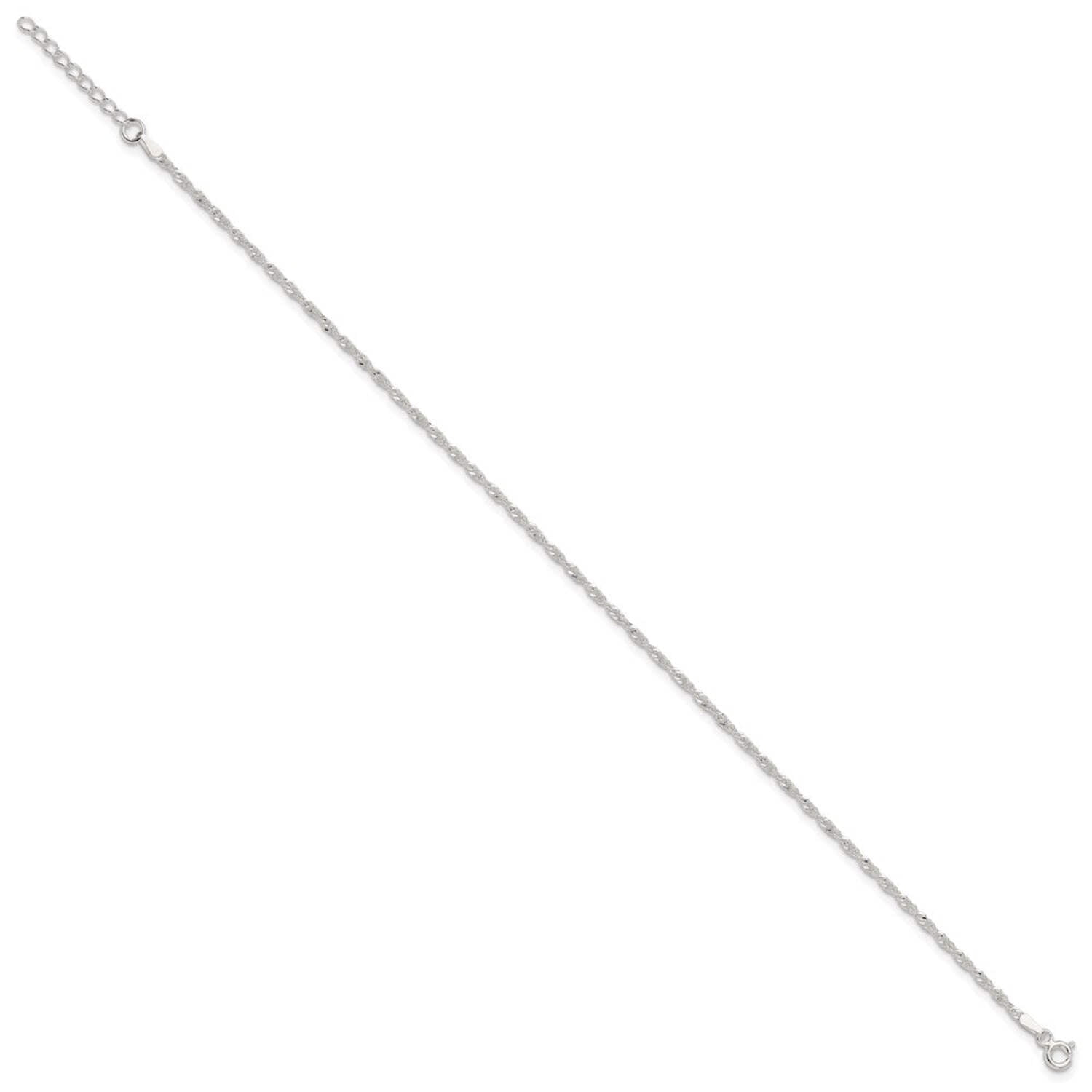 The Black Bow Sterling Silver 2mm Twisted Singapore Chain Anklet, 9-10 Inch