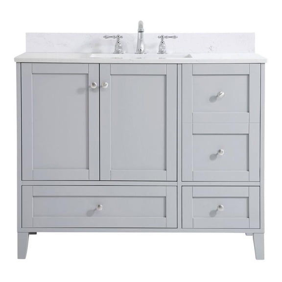 Elegant Decor Sommerville 42" MDF Single Bathroom Vanity with Backsplash in Gray
