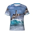 thumbnail image 4 of Qekee Lighthouse in Havana Classic Fit T-Shirt Men's Shirt Men's Tight Short Sleeves for Exercise, Running, Mountaineering - Lighthouse in Havana, 4 of 9