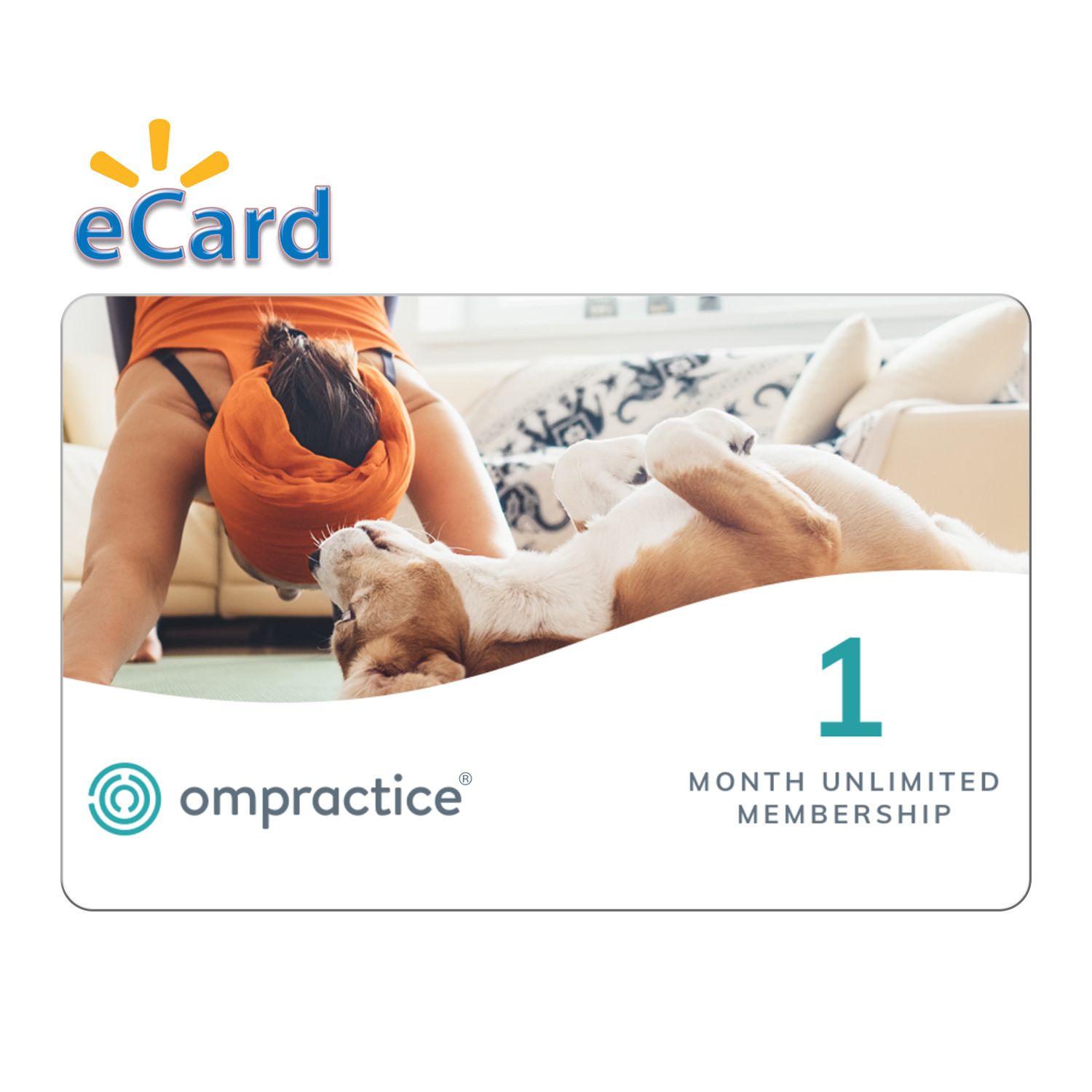 Ompractice $24.99 One Month Access Gift Card (Email Delivery); Yoga E-Gift Card; LIVE Unlimited Classes for One Month