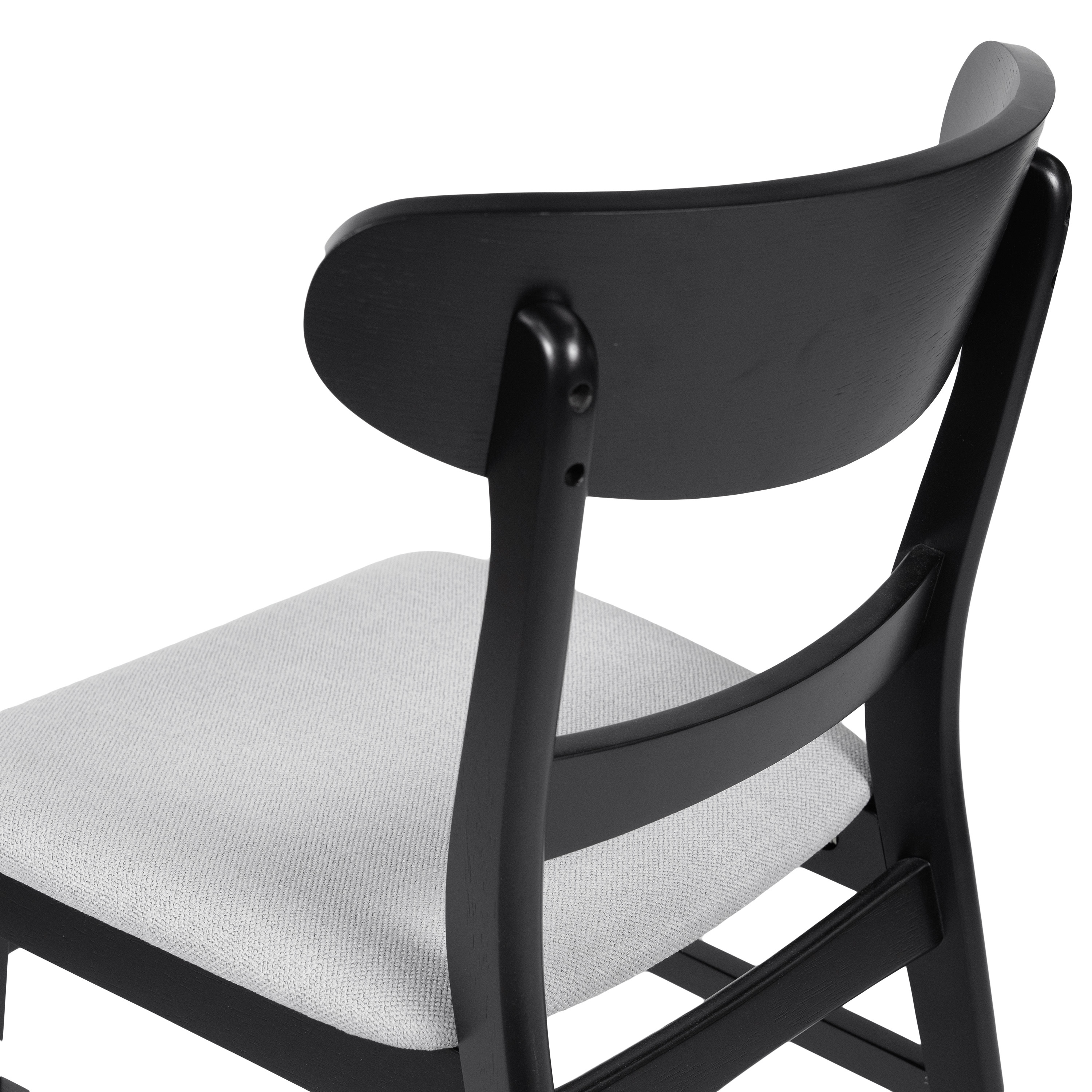 Euroco Wooden Dining Chairs Set of 2, Mid Century Modern Upholstered Kitchen Side Chairs with Curved Backrest,Dining Room Chair for Home,Light Grey