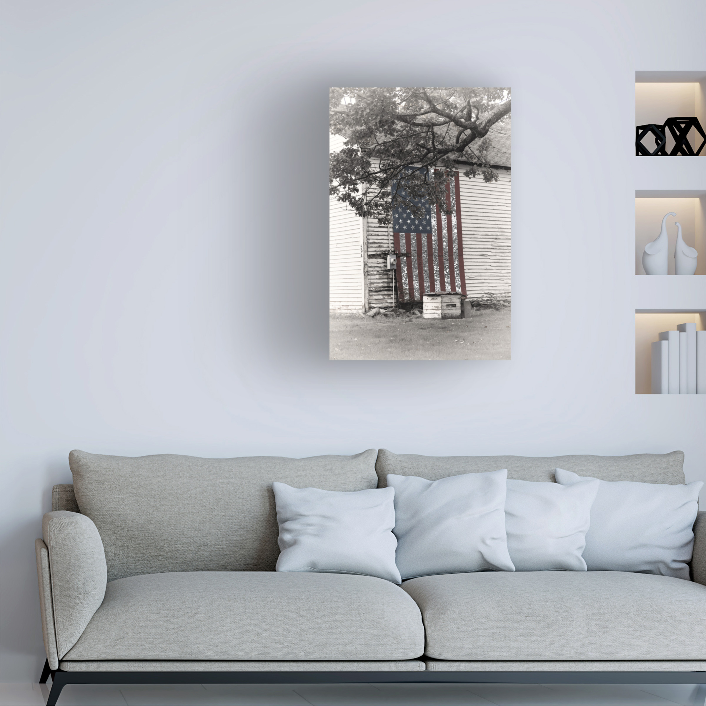 Canvas Wall Art - Decent Exposures 'Barn Flag II' Wall Art for Living Room, Bedroom, or Office DÃ©cor by Trademark Fine Art - 30 x 47 Inches