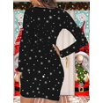 thumbnail image 2 of Robe Élégante en Polyester Tricoté avec Imprimé Père Noël Col Rond Manches Longues Noël Vacances, 2 of 3