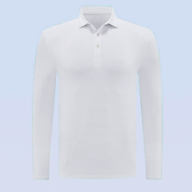Blusa y camisa de manga larga con cuello vuelto para hombre, color liso, informal, elástica, deportiva, con botones, blusa de manga larga con cuello vuelto para hombre, tops de poliéster para hombre