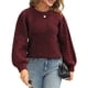 thumbnail image 4 of Suéter de Punto de Cuello Redondo para Mujer, Larga, con Lazo en la Espalda Rojo Vino XS, 4 of 10