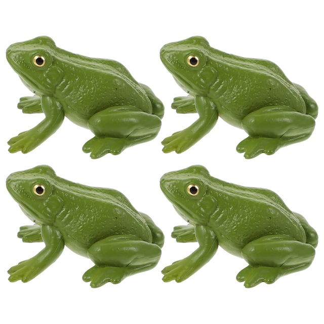 4Pcs Tiny Plastic Frogs Frog Shape Green Plastic Model For Kids Room Birthday Celebration 1.97X1.38In