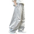 thumbnail image 3 of WAVSUF Boys Cotton Pants Elastic Waist with Pocket Baggy Fit Kids Summer Casual Trendy Pants Gray Size 8, 3 of 10
