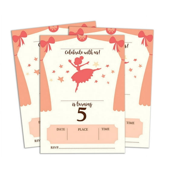 Darling Souvenir White Birthday Invitation Card Printable Fill or Write In Blank Invites Party Supplies Pack Of 28 5 x 7 Inches