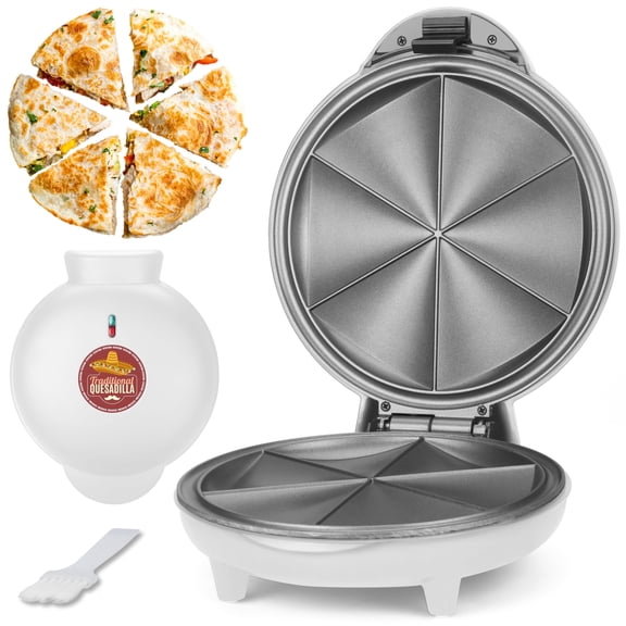 Mailand 8 Inch Quesadilla Maker, 6-Wedge Non-stick Surface, Non-slip Feet, White