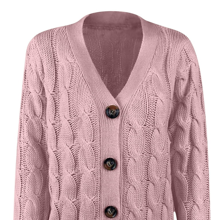 Feancey Womens Plus Size Knitted Cardigan Winter Chunky Cable Knit