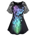 thumbnail image 1 of Camiseta con Estampado de Mariposa en Talla Extra con Mangas de Raglán Rosegal Camisetas tallas grandes, 1 of 5