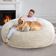 thumbnail image 2 of 6ft Bean Bag Chairs for Adults Large Beanbag Chair with Plush Faux Fur Cover Big Bean Bag Chair for Living Room Bedroom Dorm Office - White (70" x 70" x 15"), 2 of 15