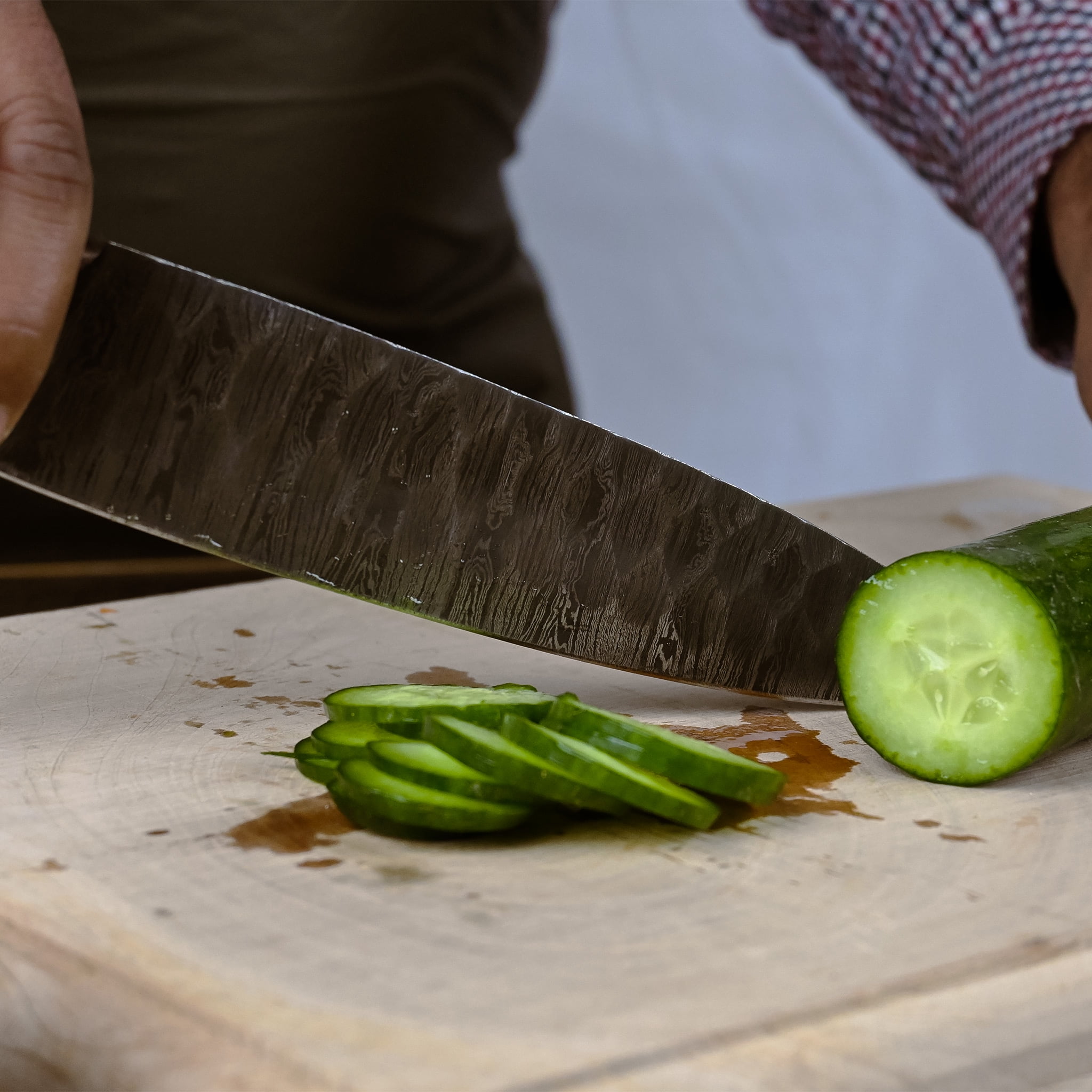 Damascus Chef Knife Set 5 Piece, Hand Forged High Carbon Steel Kitchen Knives, Full Tang with Rosewood Handles