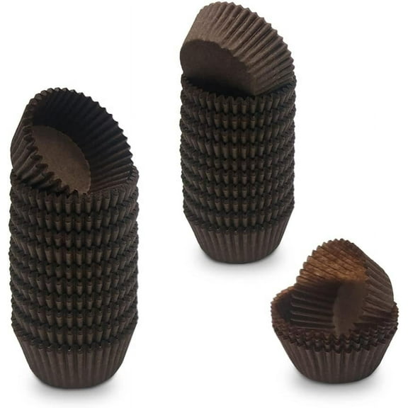 Triani 1000 Pcs Mini Paper Baking Cups Muffin Cases Cupcake Liners Chocolate Paper Candy Cups Muffin Wrappers Cupcake Cases Cake Decorations Greaseproof Baking Cases Party Supplies (Brown)
