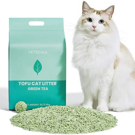 VETRESKA Tofu Cat Litter Natural Pretty Kitty Litter Flushable Clumping Cat Litter Pellets Greentea