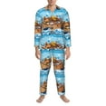 thumbnail image 3 of Fotbe Animals on Noah's Ark Floating Pijama de Hombre con Estampado de Manga Larga, Conjunto de 2 Piezas, Ropa de Dormir Suave y Cómoda con Bolsillos-Medium, 3 of 7