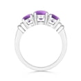 thumbnail image 4 of February Birthstone Ring - Vintage Style Three Stone Amethyst Wedding Band Ring in Platinum (6mm Amethyst) - SR0347AM-PT-A-6-11, 4 of 5