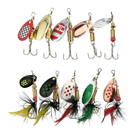 Sportact Fishing,Fishing Accessories,10PCS Fishing Metal Spinner Lures Bass Hard Metal Spinner Baits Kit with A Box,Fishing Gear