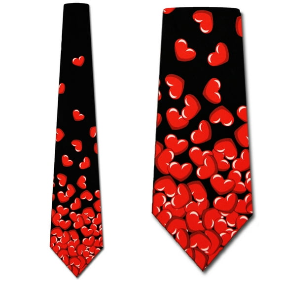 Valentines Falling Hearts Ties Mens Necktie