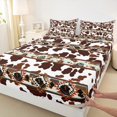thumbnail image 3 of Castle Fairy Teens Adults Cow Print Twin Sheet Sets 3pcs,Bohemian Tribal Aztec Twin Fitted Sheet Microfiber,Farmhouse Animal Breathable Flat Sheet,Microfiber Bedroom Decor, 3 of 7