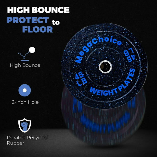 GloryStar Color Coded Rubber Bumper Weight Plates, 2 Inch, Set of 2 for Home Gym (15, 35, 45 lbs Options)