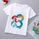thumbnail image 3 of Camiseta de algodón con estampado de princesa sirena para niñas de la marca Disney, ropa de princesa Ariel, top de dibujos animados para niños de 1 a 9 años, regalo de cumpleaños para niños, 3 of 5